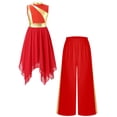 thumbnail image 2 of Aislor Girls Sleeveless Praise Dance Dress Metallic Gold Liturgical Worship Tunic with Wide Leg Pants Set Red 6, 2 of 8