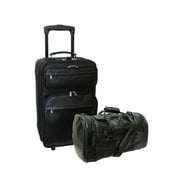 Amerileather Black Leather Two Piece Luggage Set