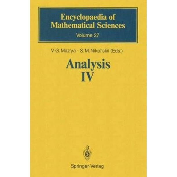 Encyclopaedia of Mathematical Sciences: Analysis IV 