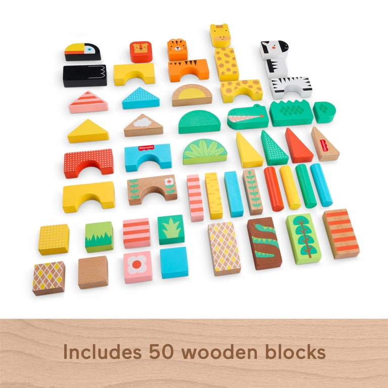 Fisher-Price Wooden Jungle Blocks, 50-Piece Set photo 5