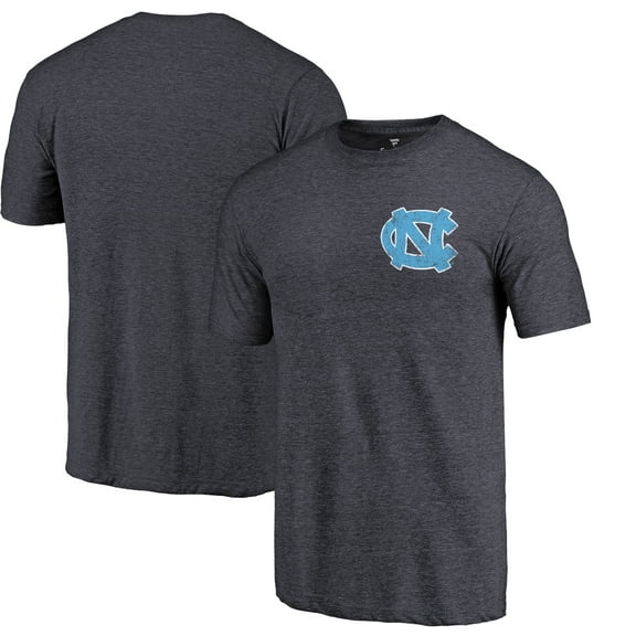 Men's Navy Heather UNC Tar Heels Left Chest Distressed Logo Tri-Blend T-Shirt