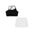 thumbnail image 3 of Nyeemya Kids Girls Dance Outfit Gymnastics Crop Tank Camisole Sport Bra and Sparkly Shorts Set Casual Black&White 14, 3 of 5