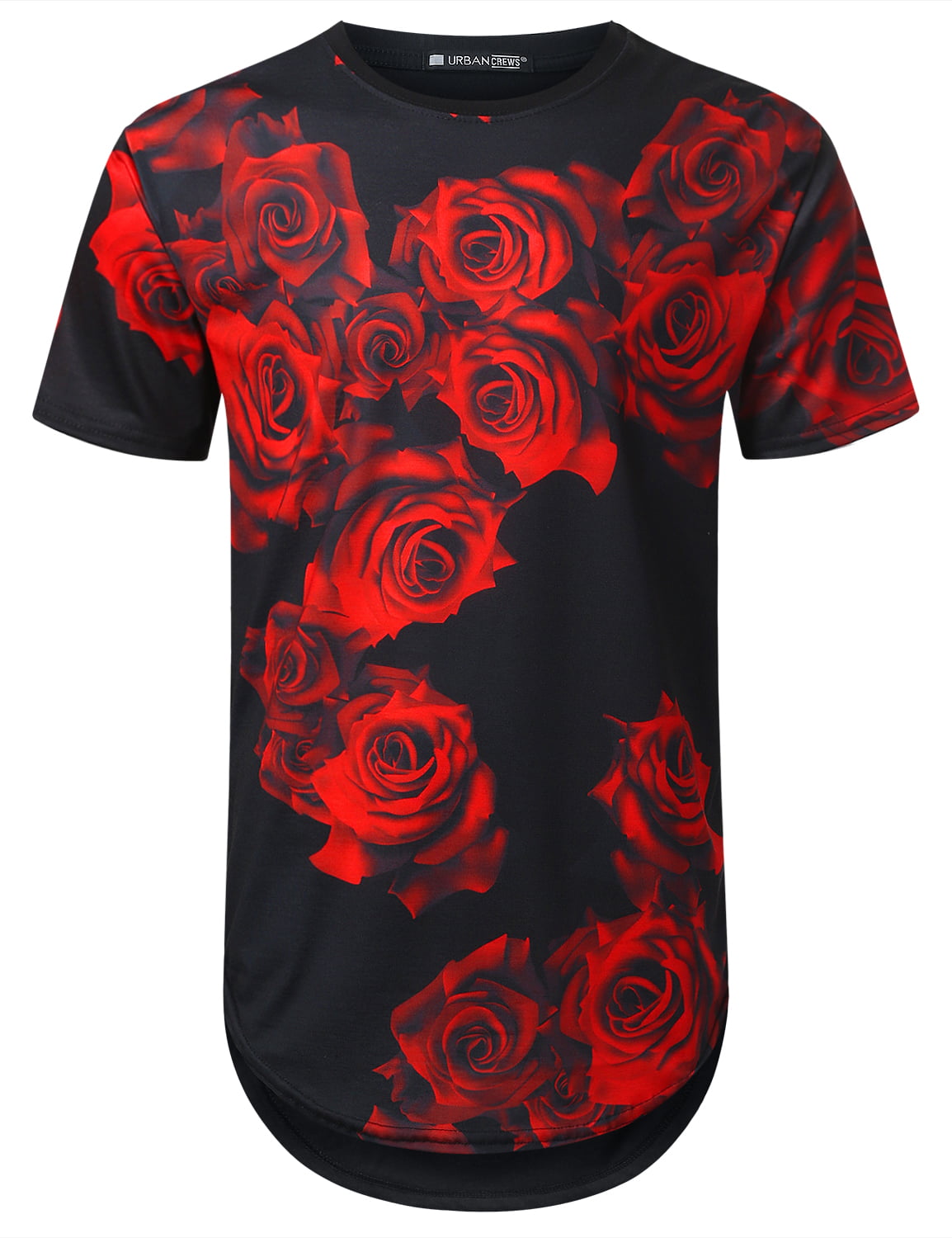 black shirt red roses