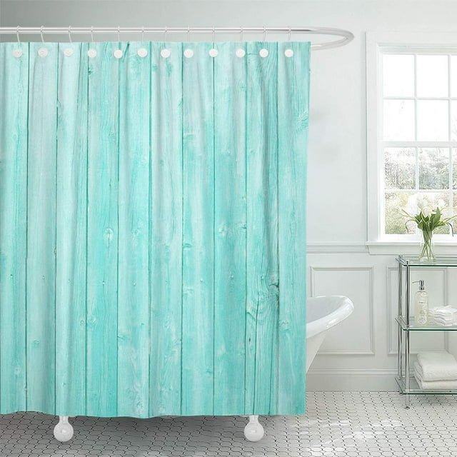 SUTTOM Rideau de Douche Vintage Bleu Shabby Chic en Bois Turquoise Clair de Couleur Verte 60x72 Pouces