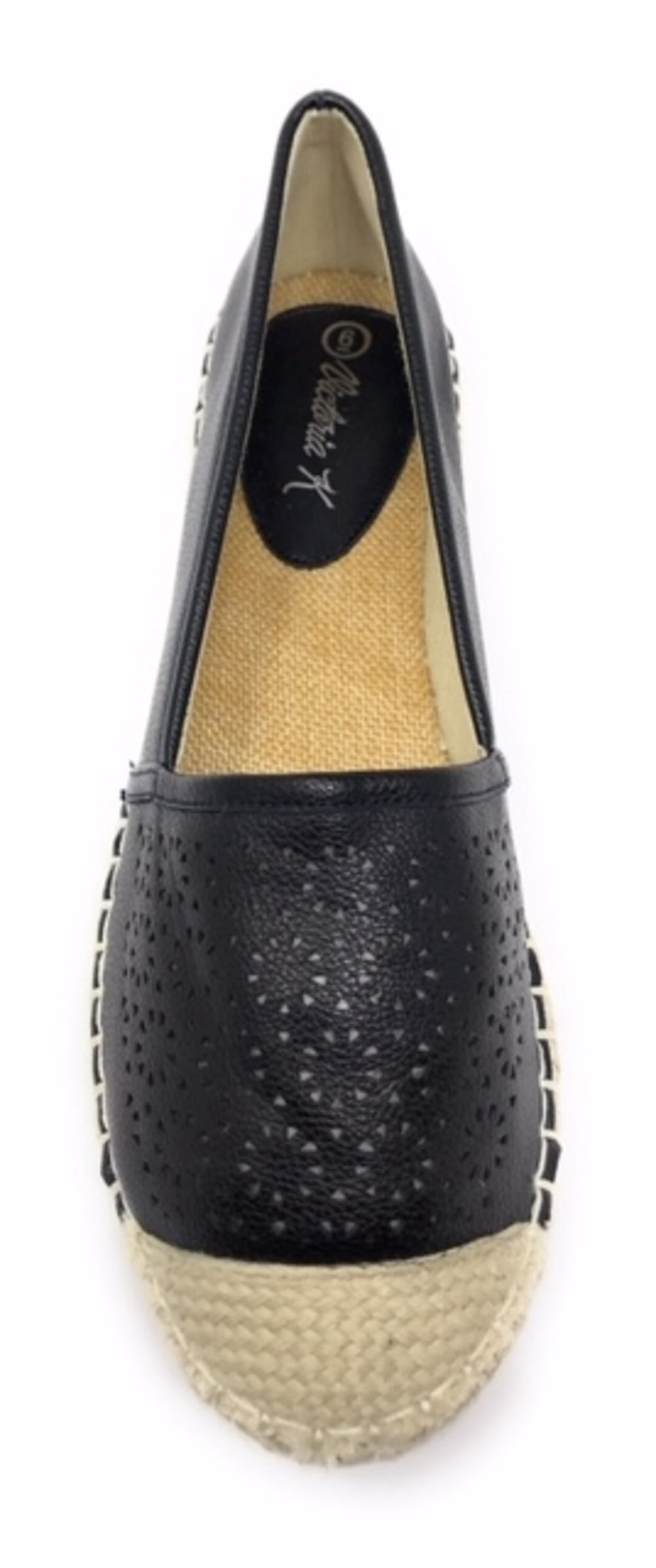 Women's Forever Young Faux Leather Embossed Woven Weaved Tip Espadrille