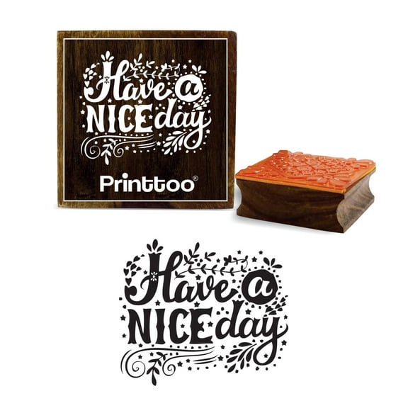 Printtoo Card Making Wooden Rubber Stamp Square Have A Nice Day Quotes Stamps-5 x 5 Inches