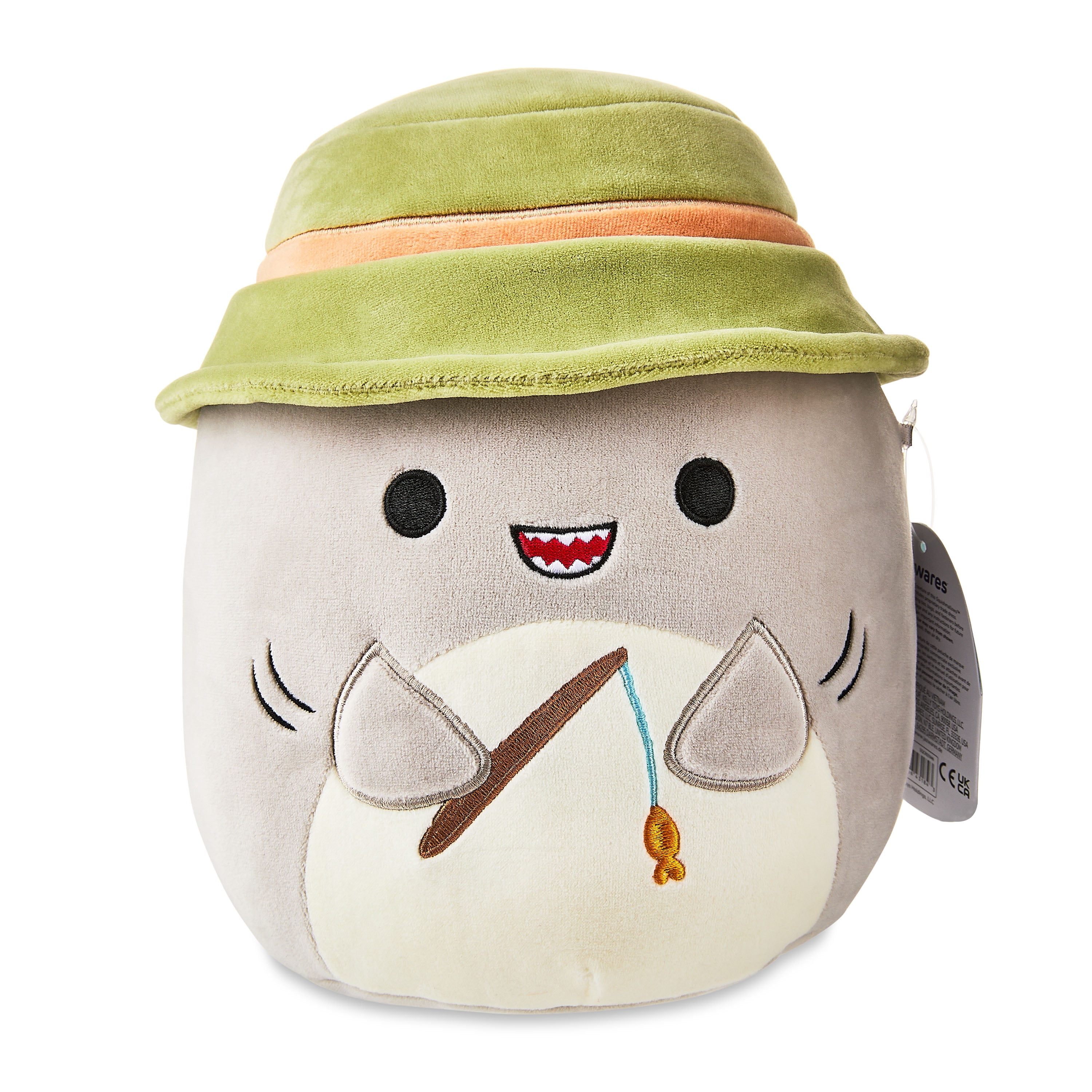 Squishmallows 8 inch Gordon the Grey Shark with Bucket Hat Holding