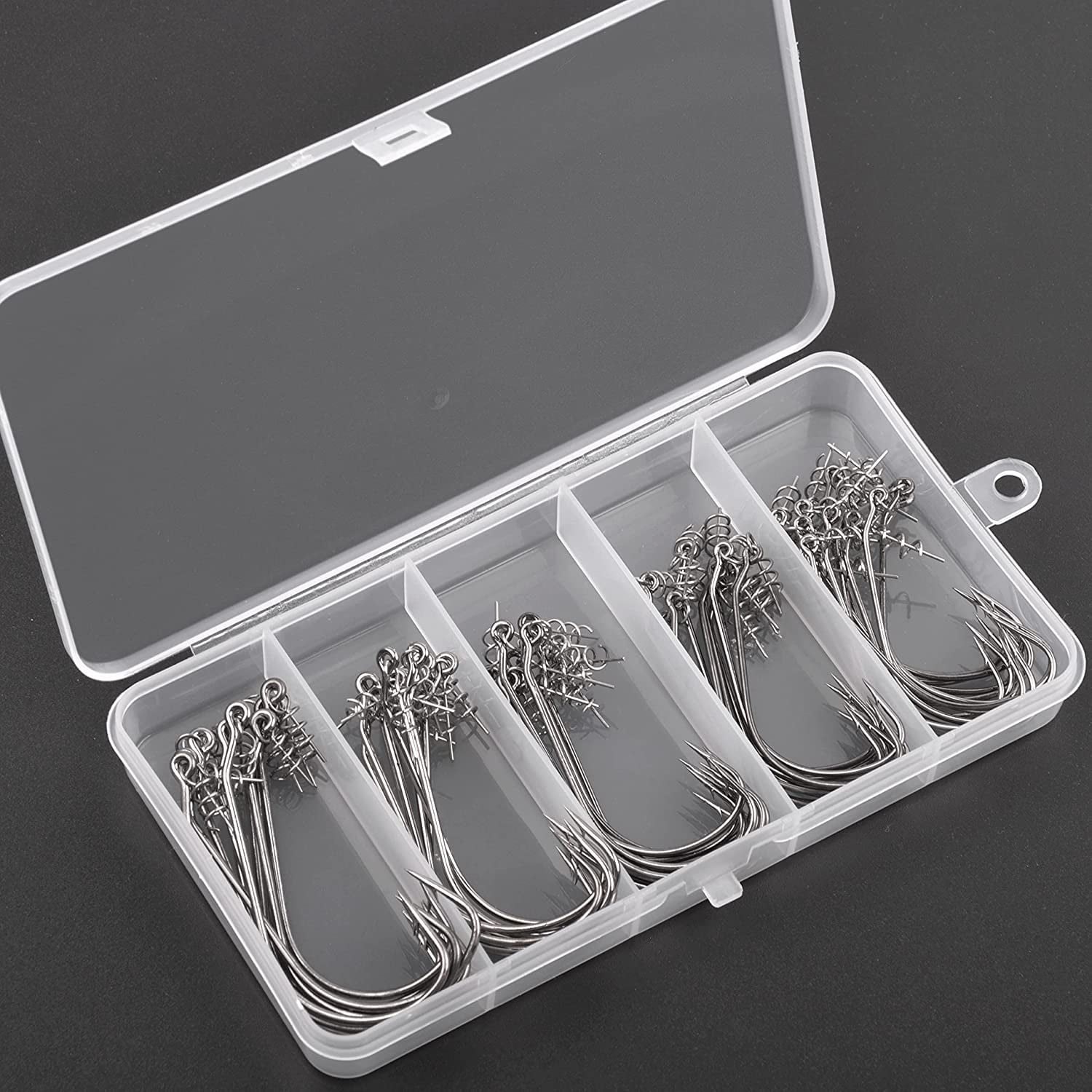 SHUNWEI 50 Pcs/Box Twist Lock Fishing Hooks, Bass Fishing Hooks, Worm Hooks  with Centering Pin Mixed 5 Sizes : Buy Online at Best Price in KSA - Souq  is now : Sporting Goods