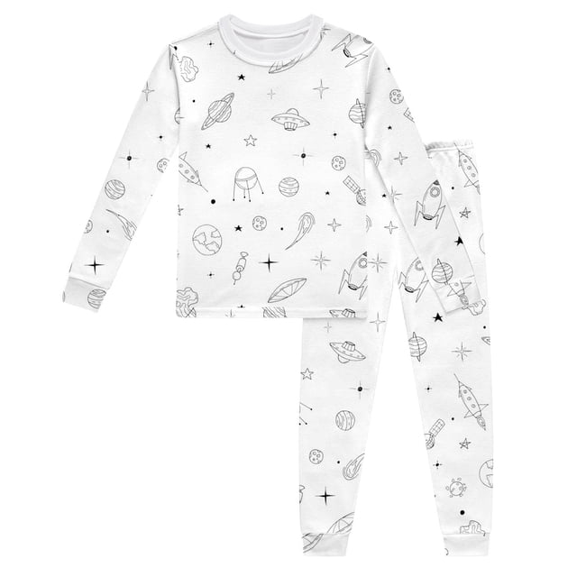 MEZZALL Ensemble de Vêtements de Détente pour Enfants Col Rond Manches Longues Pantalons Pyjamas DIY Peints à la Main Polyvalent, 6-7 Ans