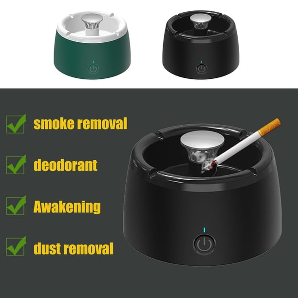 Muyoka Cenicero el茅ctrico sin humo 2 en 1, cenicero de iones negativos, filtro de aire con filtro y ventilador, cenicero port谩til a bater铆a, purificador de aire para el hogar, oficina, coche, interio
