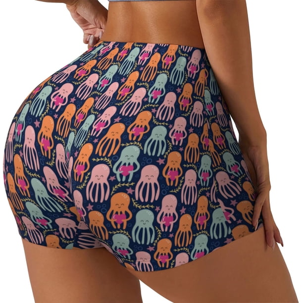 Fotbe Octopus in love Shorts Sin Costuras – Shorts Deportivos de Cintura Alta para Mujer, Elásticos para Gimnasio, Yoga, Running o Ciclismo-XX-Large
