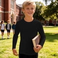 thumbnail image 6 of ZyeKqe Boys Girls Long Sleeve Tops Casual Crewneck Lightweight Stretch Fitness Running Workout Tee Shirts for Kids(11-12Years,Black), 6 of 8