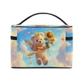 thumbnail image 4 of DIXRUYEE Train Case Cosmetics Organizer Fashion Bear with Sunflowers Printed Size: 9x6.2x6.5 in, 4 of 5
