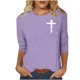 thumbnail image 1 of Mujeres Tres Cuartos de Manga Tops Moda Impresa Suelta Casual Cuello Redondo Suéter Blusa con Mangas 3/4, Mezcla de Poliéster para el Uso Diario de Verano, 1 of 5
