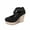 Black, variant on HomeDM Women's Round Closed Toe Sandals Elastic Ankle Strap Platform Wedges Heels Summer Dress Shoes, Brown Size 7.5
