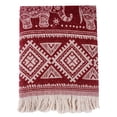 thumbnail image 6 of STP Goods  Elephant Cotton Blanket & Bedspread w/ Fringe Bordeaux, 6 of 9