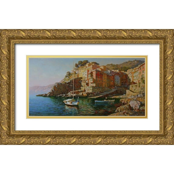 Obuchovsky, Yury 14x9 Gold Ornate Wood Framed with Double Matting Museum Art Print Titled - Lago Maggiore