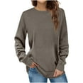 thumbnail image 1 of Chbgutlmr Womens Tops Basic Long Sleeve Shirts Crew Neck Solid Color Loose Comfy Fall Casual Blouses, 1 of 5