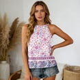 thumbnail image 5 of Boho Halter Top for Womens - Tie Neck Sleeveless Graphic Camisole, Flowy Asymmetric Hem Tank for Women's Summer Beach & Festival Outfits Light Purple L, 5 of 8
