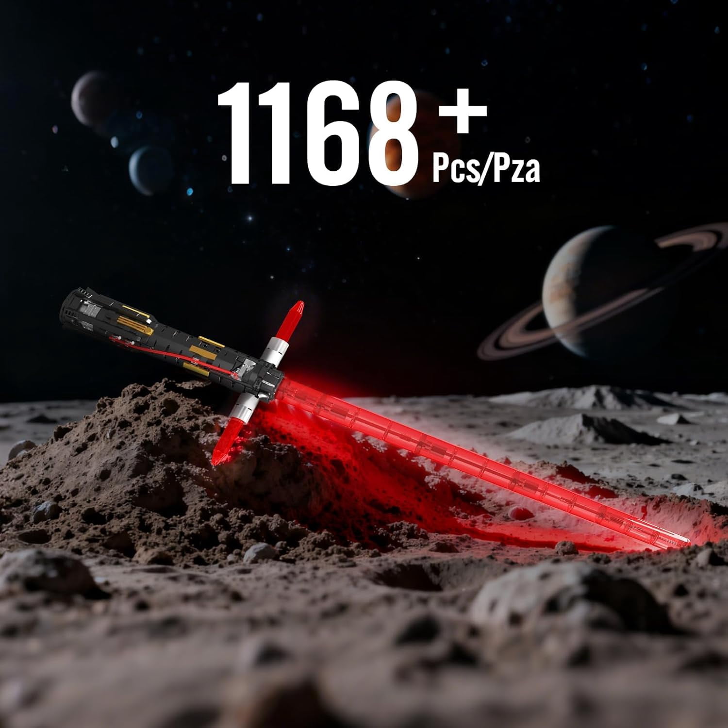 10239 Luminous Saber Building Kit, 1168 Pieces 1:1 Scale Light Sword Model with Rechargeable LED Lighting and Display Stand, Sophisticated Mechanical Assembly Project
