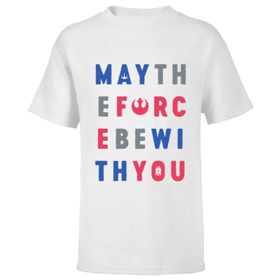 Star Wars May The Force Be With You Americana - Short Sleeve T-Shirt for Kids - Customized-White