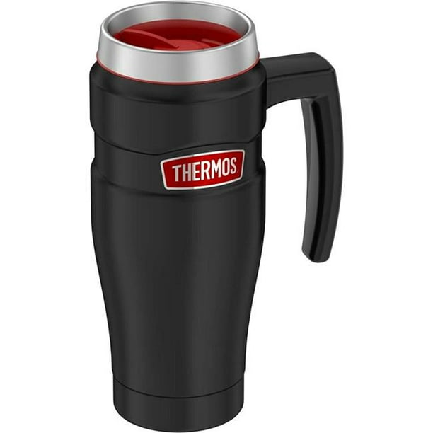 Thermos King, 16 oz. Stainless Steel Travel Mug, Black/Red Walmart