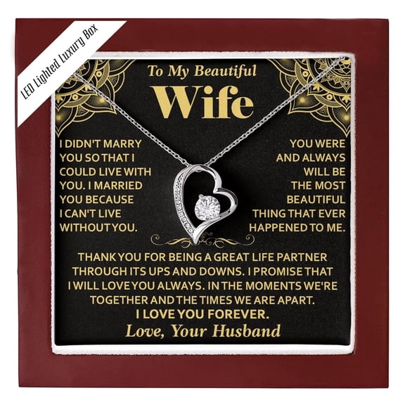 To My Wife Necklace From Husband With Heartfelt Message, To My Soulmate, Necklace For Wife From Husband, Valentines, Romance Birthday Wife, Wife Birthday Ideas #2050, White Forever Love Necklace