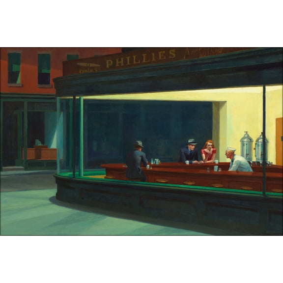 24"x36" Gallery Poster, Nighthawks by edward hopper 1942