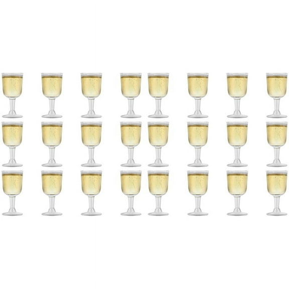 Clear Plastic Wine Glass Recyclable - Shatterproof Wine Goblet - Disposable & Reusable Cups for Champagne, Dessert 24Pcs