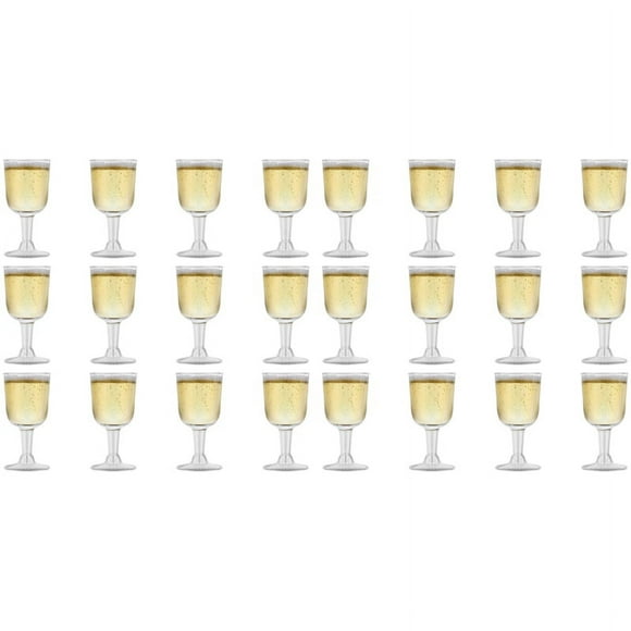 Copa de Vino de Plástico Transparente Reciclable - Copa de Vino Inastillable - Vasos Desechables Y Reutilizables para Champán, Postre 24 Piezas