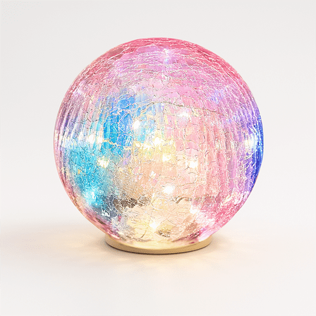 Crackle Globe LED Lamp - Gold Mercury Glass Ball Light, Battery Operated Night Light for Bedroom, Christmas Decor, Halloween Centerpiece, Birthday Gift for Girls/Women, Warm White Fairy Lights