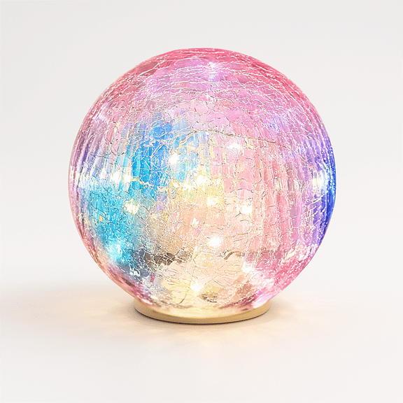 Crackle Globe LED Lamp - Gold Mercury Glass Ball Light, Battery Operated Night Light for Bedroom, Christmas Decor, Halloween Centerpiece, Birthday Gift for Girls/Women, Warm White Fairy Lights