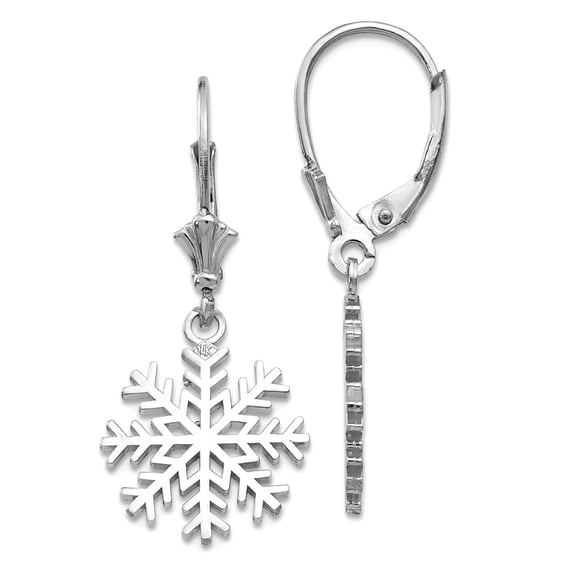 14k White Gold 3-d Snowflake Leverback Earings Cut-out 13.63x13.63mm Wide Stud Earring for Women