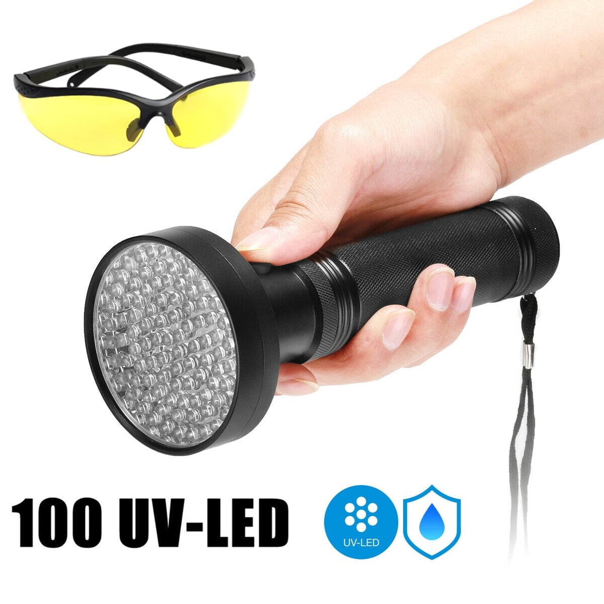 100 LED UV Light with Sunglasses,395nm Portable Blacklight Ultraviolet