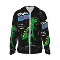 thumbnail image 2 of Uemuo Space Dino Cartoon Black Pattern Women's Full Zip UPF 50+ Sun Protection Hoodie Jacket Long Sleeve Sun Shirt Hiking Outdoor Performance with Pockets-Small, 2 of 9