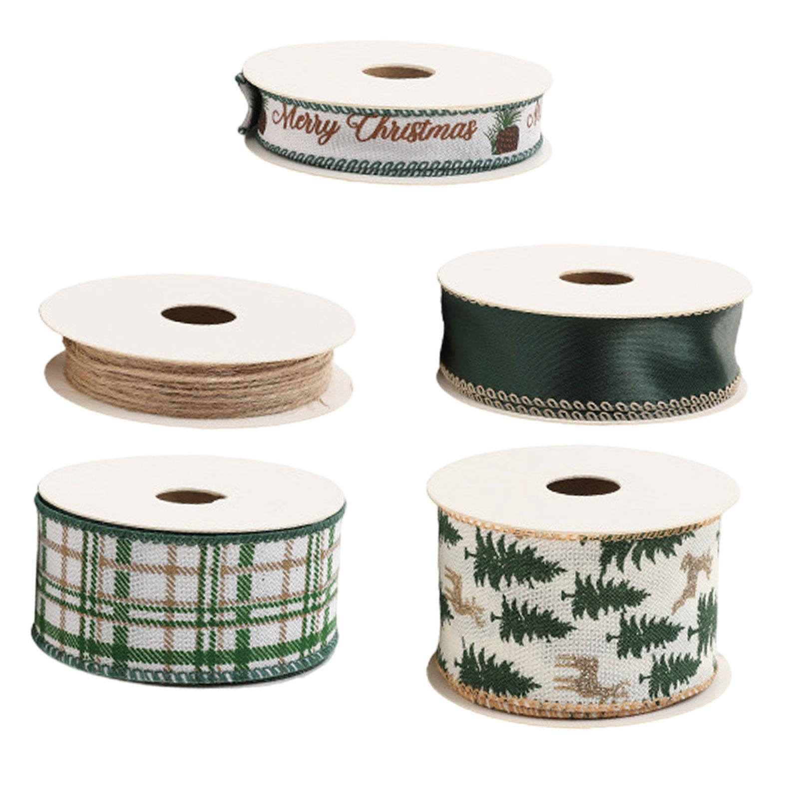 Tachiuwa Christmas Ribbons DIY Christmas Tree Ribbon for Cake Boxes Wreath Bow Making Green