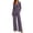 Purple women's two piece lounge set a1, variant on Cagogo Women's 2 Piece Outfit V Neck Long Sleeve Pullover Tops Wide Leg Pants Casual Set Solid Basic Lounge Sets Matching Tracksuits Travel Airport Clothes, Orange 2XL