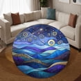thumbnail image 3 of Round Area Rug, Mountains Floral Pattern Non-Slip Floor Mat, Soft Washable Carpet for Living Room Bedroom Decor 59 Inch, 3 of 6