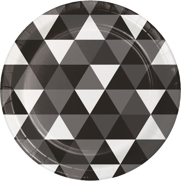 Black Fractal Dessert Plates, 8 pk