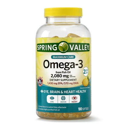 Spring Valley Omega-3 from Fish Oil Softgels, Maximum Care, 2080 Mg, 180