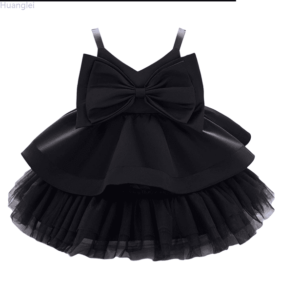 Huanglei Toddler Girls' 1st Birthday Princess Dress With Bow & Tulle Skirt Strapless Flower Girl Party Gown For Baby 1 3 Years Girls Pleated Mini Skirt 12-18 Months