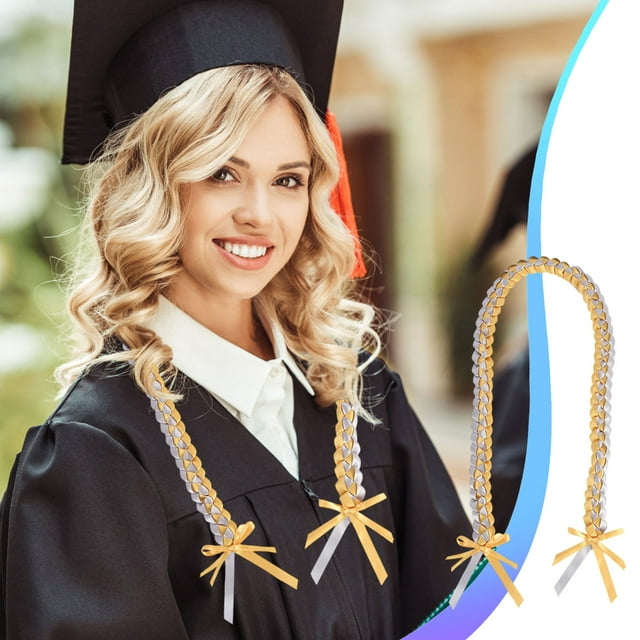 Collar Graduación con Cinta Lei | Cuerda de Honor Trenzada a Mano de Satén | Cordón Multicolor Tejido | Ajustable 100cm | Accesorio para Fiesta y Vestuario para Niños, Niñas, Hombres y Mujeres | 1