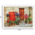 thumbnail image 2 of Bath Mat, Colorful Flowers Outside Home in Italian Hilltown Assisi Rustic Door, 2 of 3