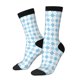 thumbnail image 1 of Balery Blue and White Squares Calcetas Largas con Estampado para Hombre y Mujer – Suaves y Transpirables, Talla Única (US 5-11), 1 of 6