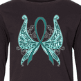 thumbnail image 4 of Inktastic Ovarian Cancer Awareness with Butterfly Ribbon Words Long Sleeve Youth T-Shirt, 4 of 5