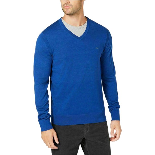 Michael Kors suéter de punto clásico para hombre, azul, grande