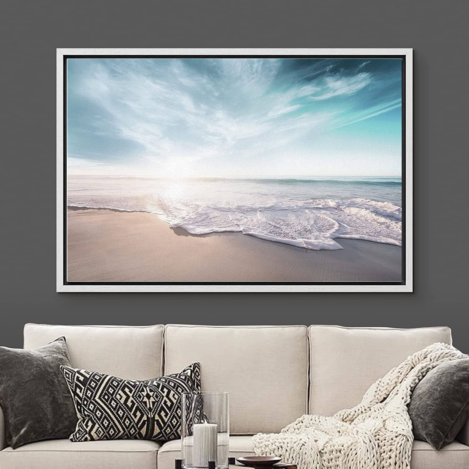 Wall Décor Signs framed ocean art bedroom wall art Crashing Waves wood
