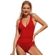 thumbnail image 2 of Traje de Baño Cruzado Push Up para Mujer, Traje de Baño con Control de Abdomen, Grande Roja Talla XXL, 2 of 9