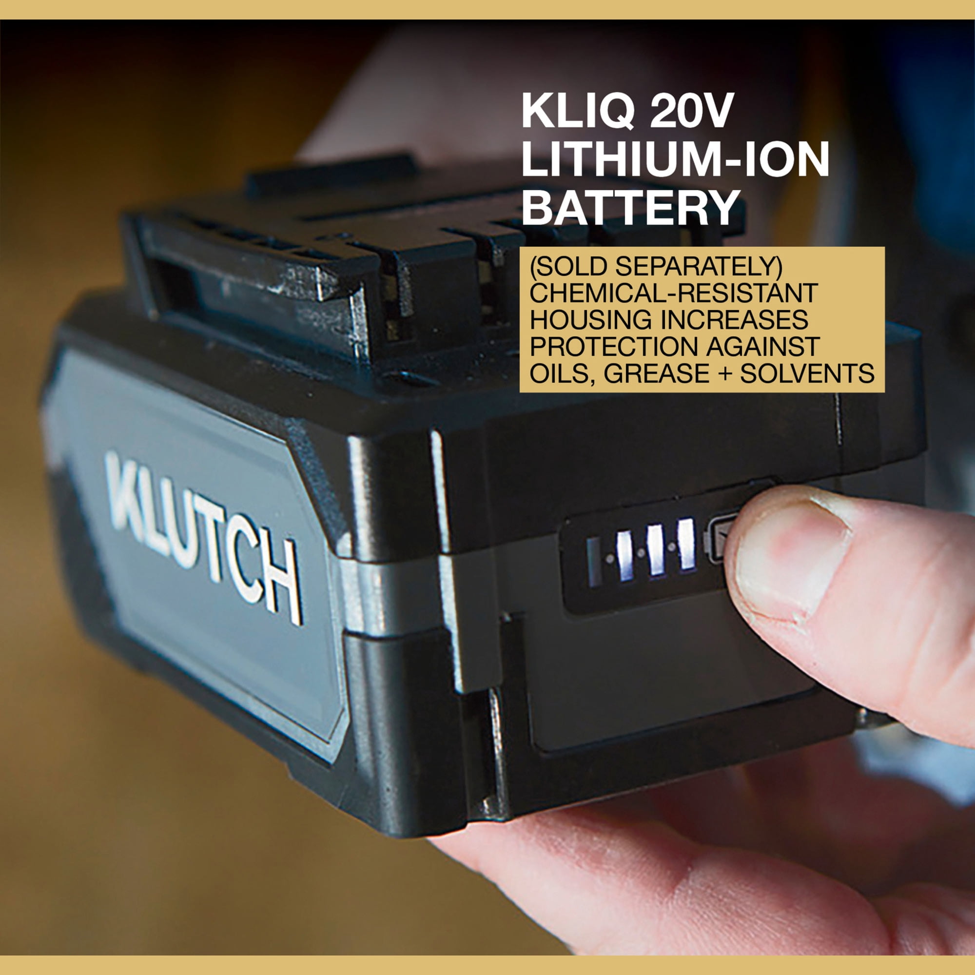 Klutch 1/2in. High-Torque Impact Wrench, KLiQ 20V, 1000 Ft./Lbs. Breakaway Torque, Brushless, Cordless, Bare Tool