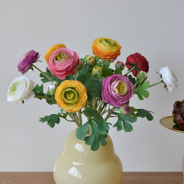 Fleur de Lotus Rosée Simulée 2 Têtes Arrangement Floral pour la Maison Table à Manger Salon Art Floral